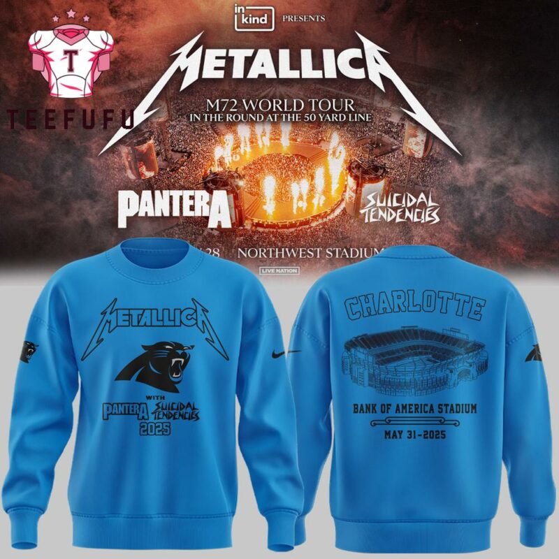 Metallica M72 World Tour 2025 x Carolina Panthers 3D Printed Sweatshirt