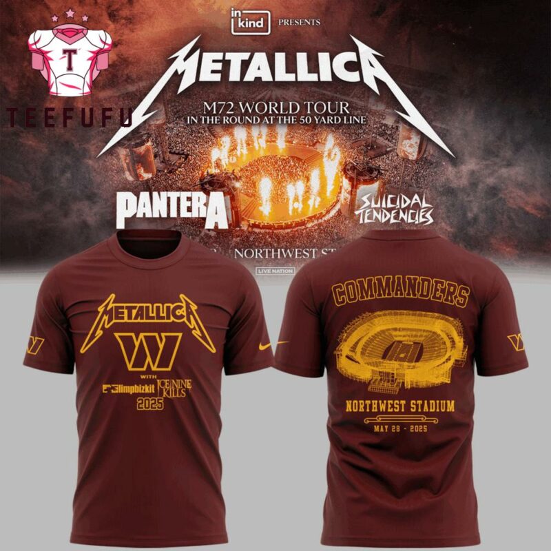 Metallica M72 World Tour 2025 x Washington Commanders T Shirt
