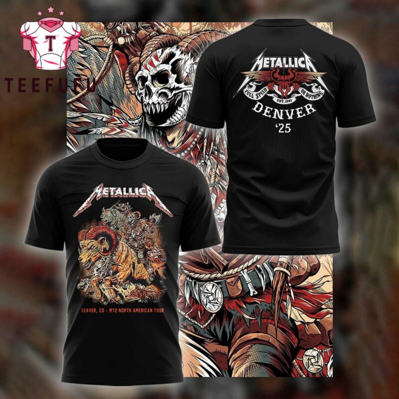 Metallica M72 World Tour Denver 2025 Black 3D Shirt