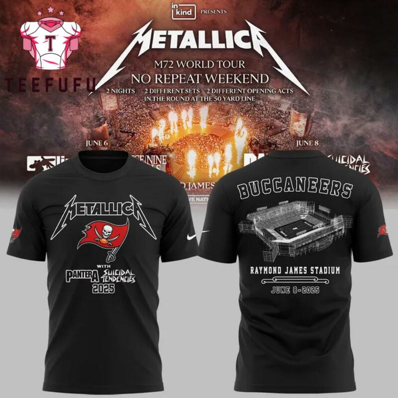 Metallica M72 World Tour Raymond James Stadium Tampa Bay Buccaneers T Shirt