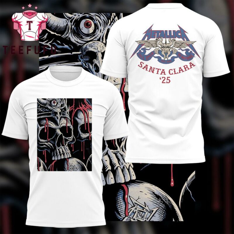 Metallica M72 World Tour Santa Clara 2025 Rock Band Logo White T Shirt