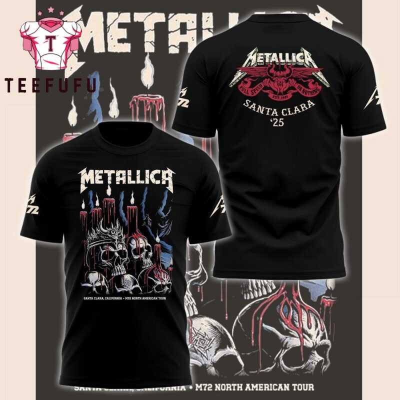 Metallica M72 World Tour Santa Clara 25’ Rock Band Logo Black 3D Shirt