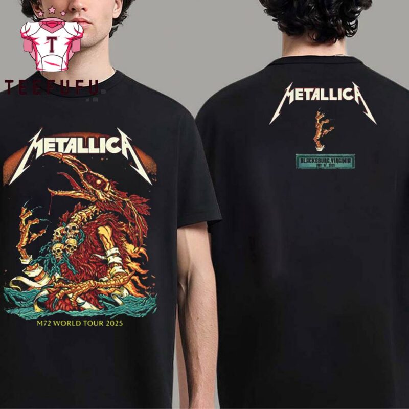 Metallica Metallica M72 Virginia Tech World Tour 2025 Merch Tee In Blacksburg Virginia Two Sides T Shirt