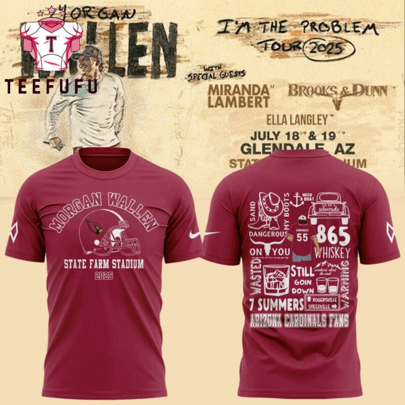Morgan Wallen x Arizona Cardinals I’m The Problem Tour 2025 Black Red T Shirt