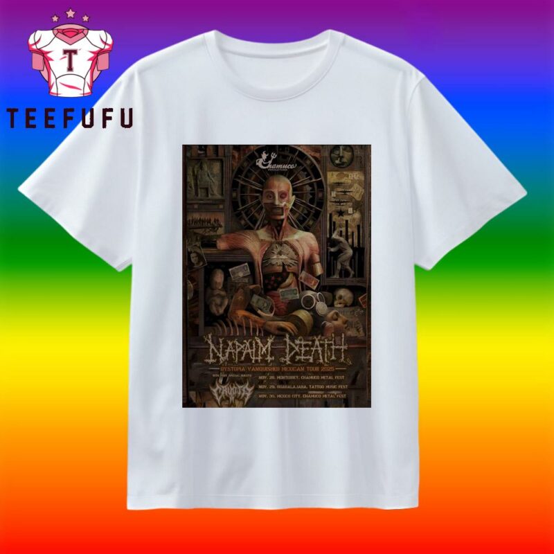 Napalm Death Dystopia Vanquished Mexican 2025 Shows T Shirt