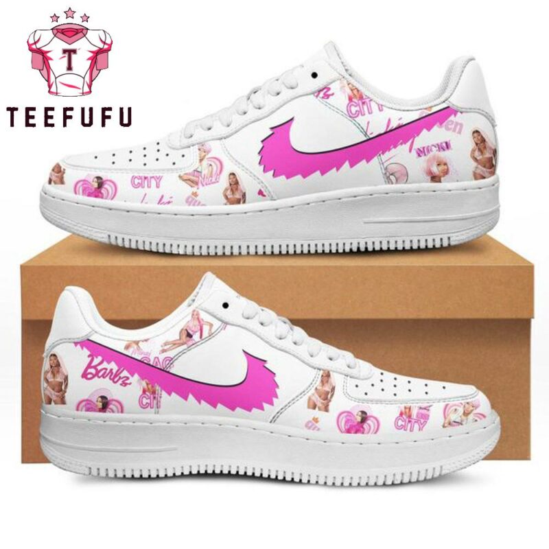 Nicki Minaj Pink Friday White Design Air Force 1 Shoes Sneaker