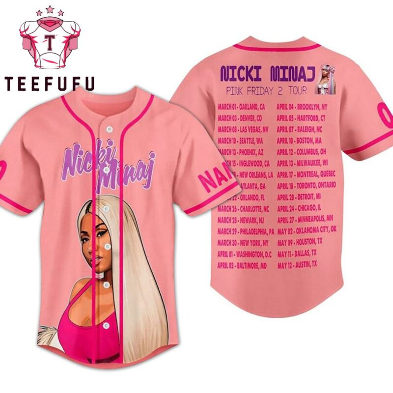 Nicki Minaj Pink Rapper Queen Friday 2 Tour Custom Baseball Jersey