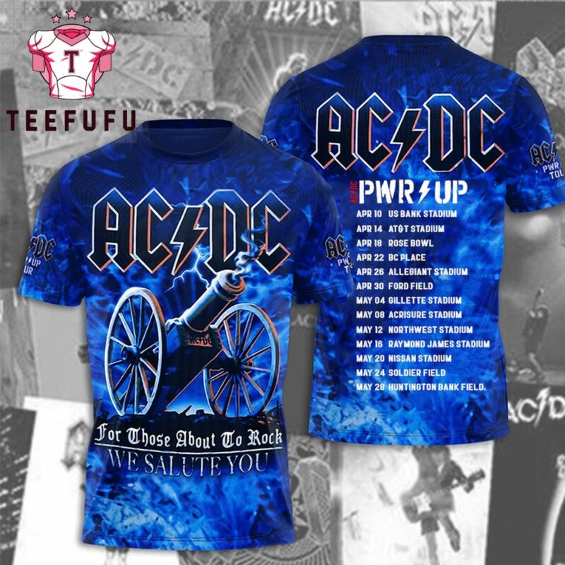 Official ACDC Power Up 2025 Tour Rock Legends 3D T-Shirt