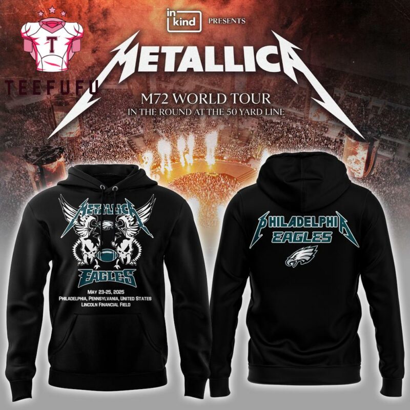 Philadelphia Eagles x Metallica M72 Pennsylvania Concert Black Hoodie