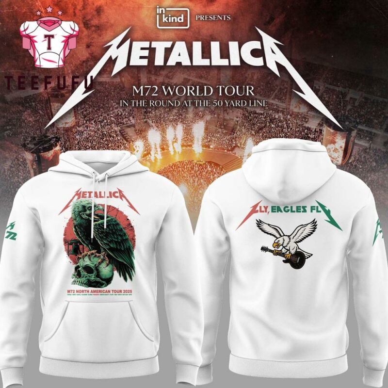 Philadelphia Eagles x Metallica M72 Pennsylvania Concert Limited White Hoodie