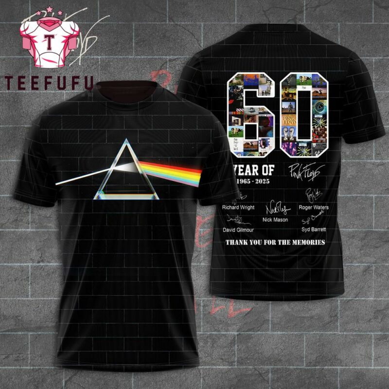 Pink Floyd 60 Year 2025 Thank You For The Memories 3D Shirt