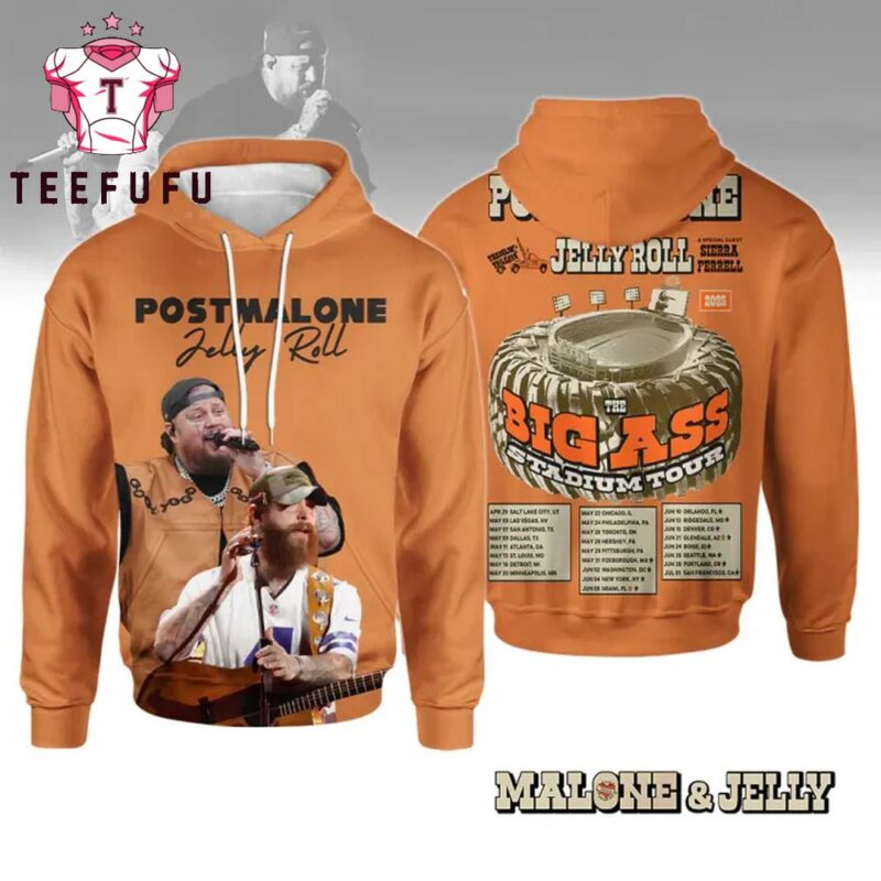Post Malone With Jelly Roll Big Ass Stadium Tour 2025 Hoodie Shirt