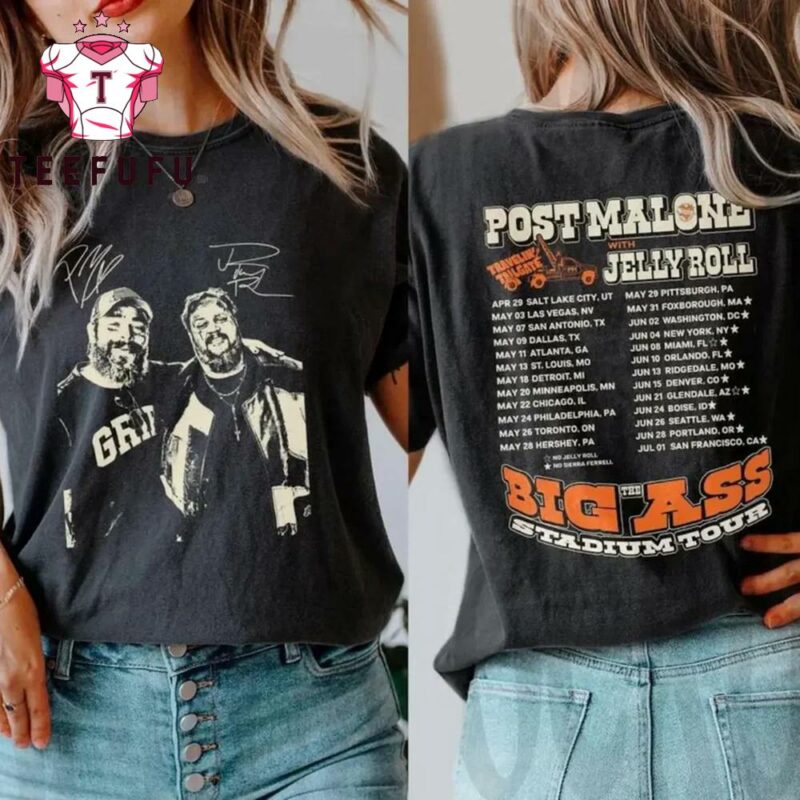Post Malone With Jelly Roll Big Ass Stadium Tour 2025 Vintage T Shirt