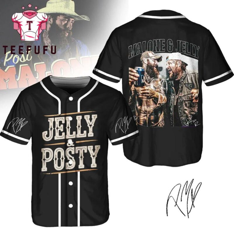 Post Malone With Jelly Roll Face Signature 2025 Baseball Jersey