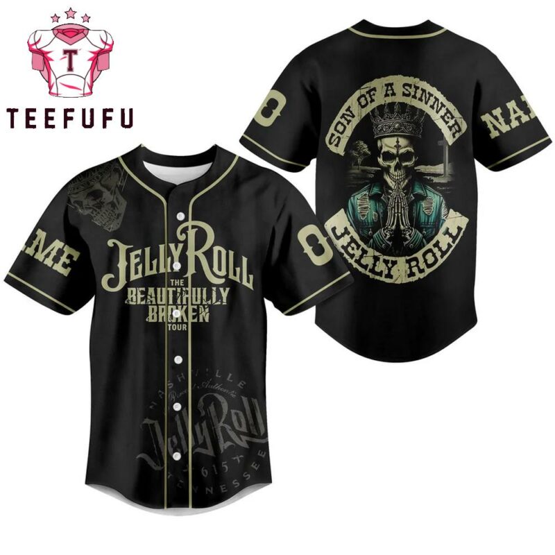 Post Malone With Jelly Roll Skull 2025 Baseball Jersey