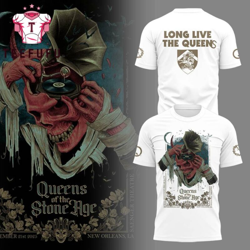 Queens of the Stone Age New Orleans, LA 2025 Tour White 3D Shirt