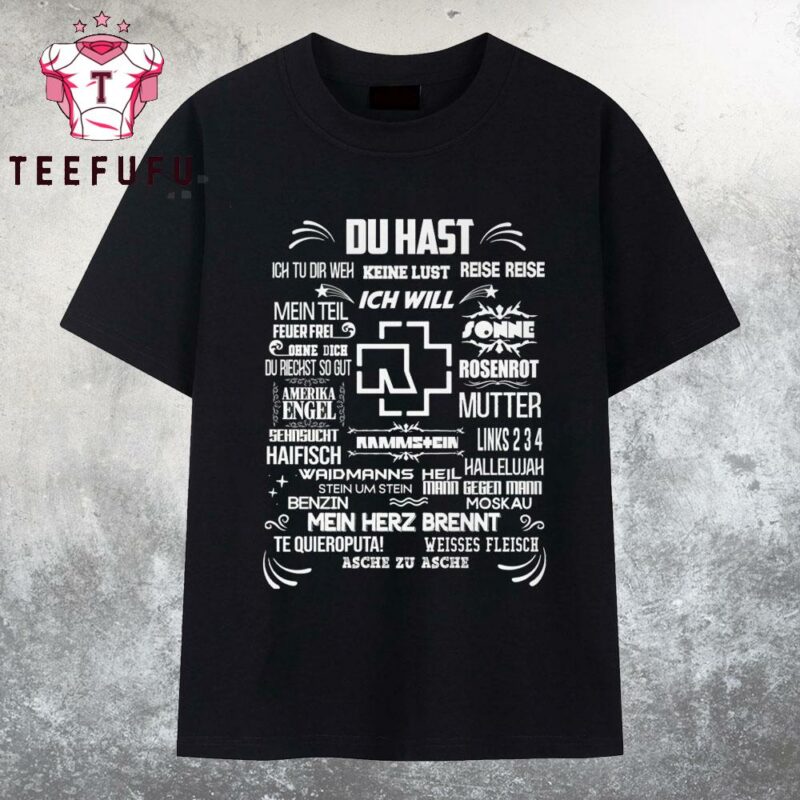 Rammstein Band List Song Music T Shirt