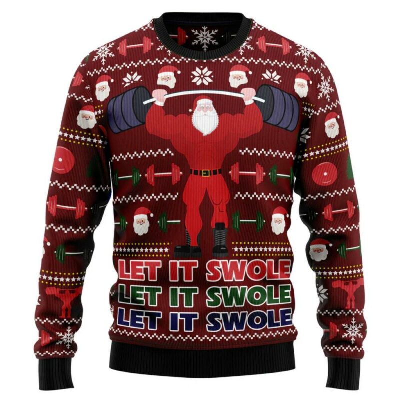 Santa Weightlifting Ugly Christmas Sweater For Men And Women Christmas Gift Christmas Winter Fashion 2793