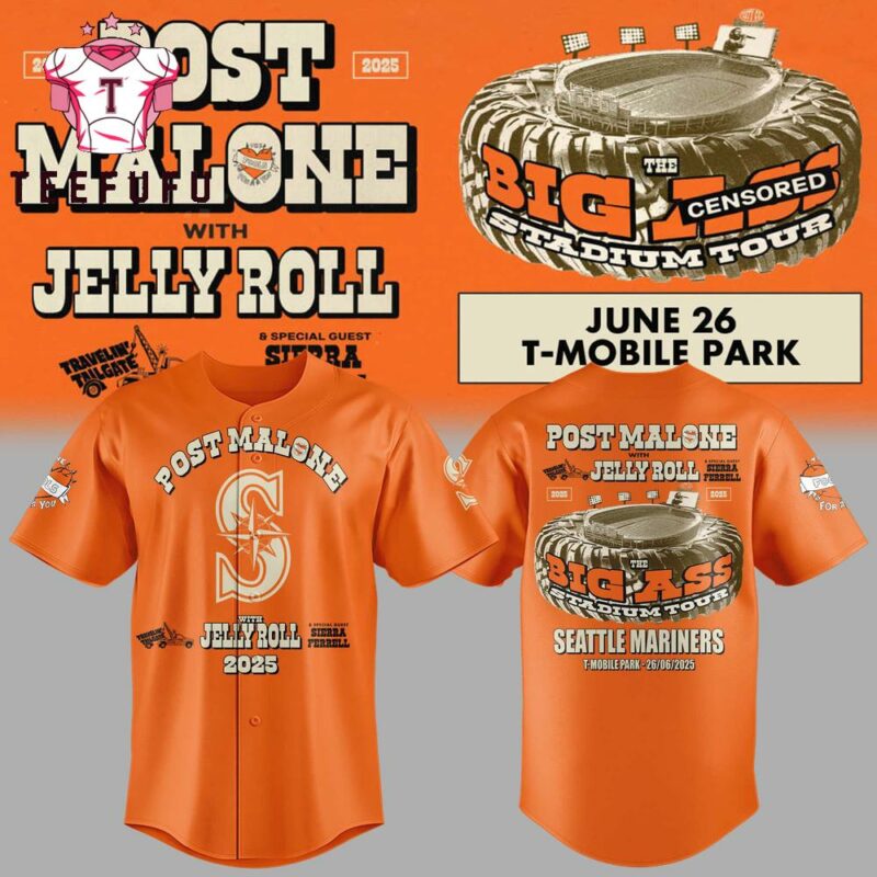Seattle Mariners x Post Malone With Jelly Roll 2025 Jersey Shirt