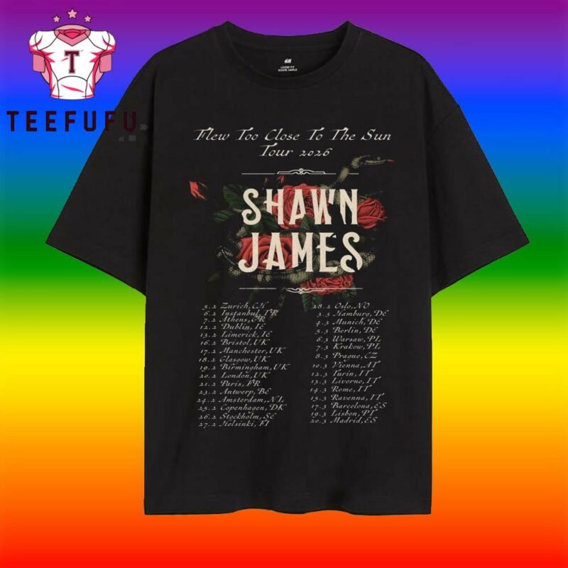 Shawn James 2026 Flew Too Close To The Sun Tour T Shirt