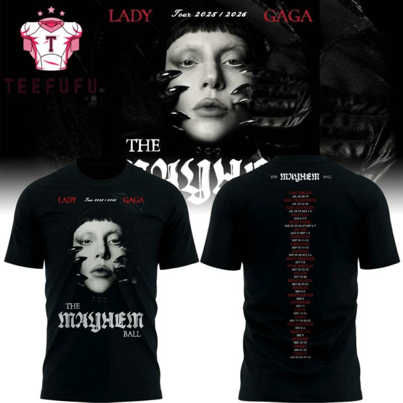 The Mayhem Ball Tour 2025-2026 Lady Gaga Black T Shirt