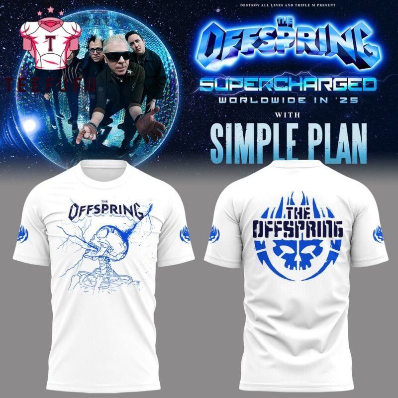 The Offspring Supercharged Worldwide in 25 Simple Plan Logo Music White Shirt