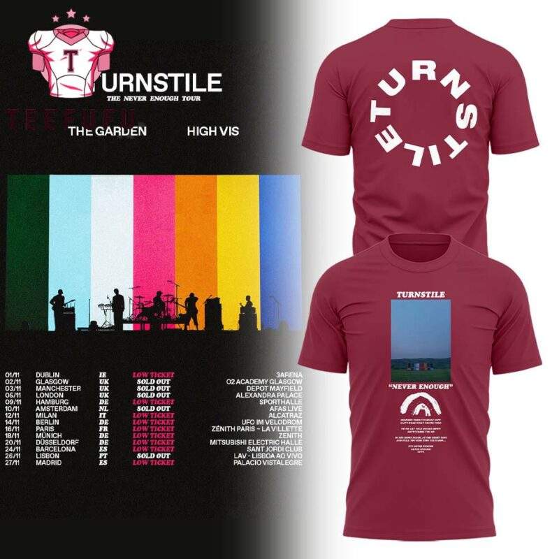 Turnstile The Never Enough Tour 2025 Limited Edition Red T Shirt