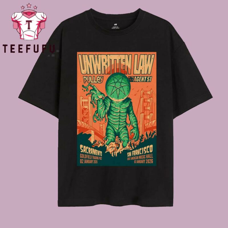 Unwritten Law January 3 2026 San Francisco T Shirt