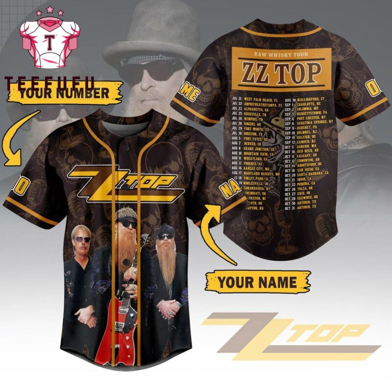 ZZ Top Band Raw Whisky Tour Baseball Jersey