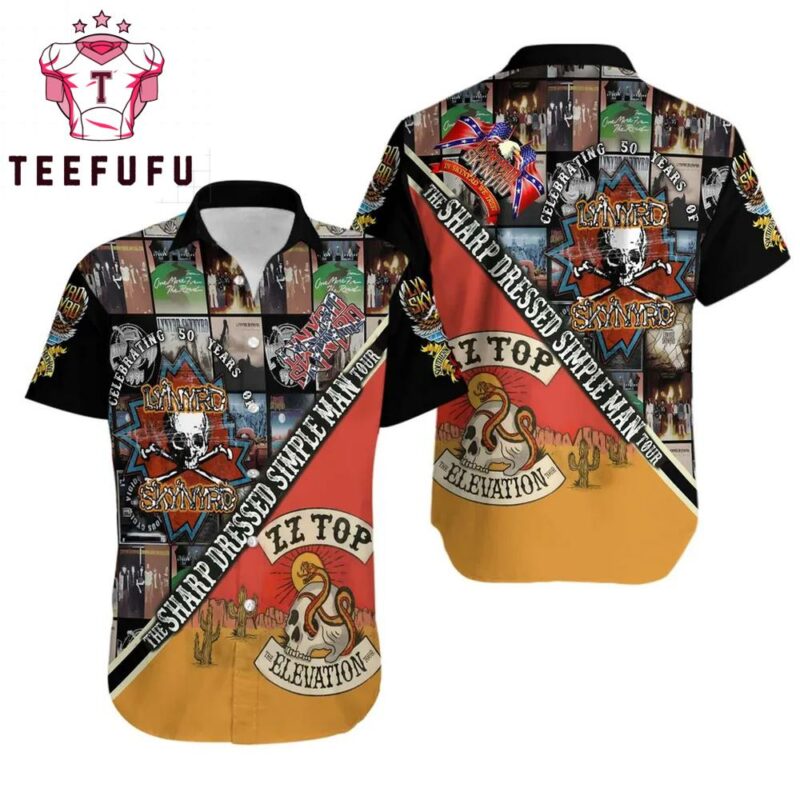ZZ Top Lynyrd Skynyrd The Sharp Dressed Simple Man Tour Hawaiian Shirt