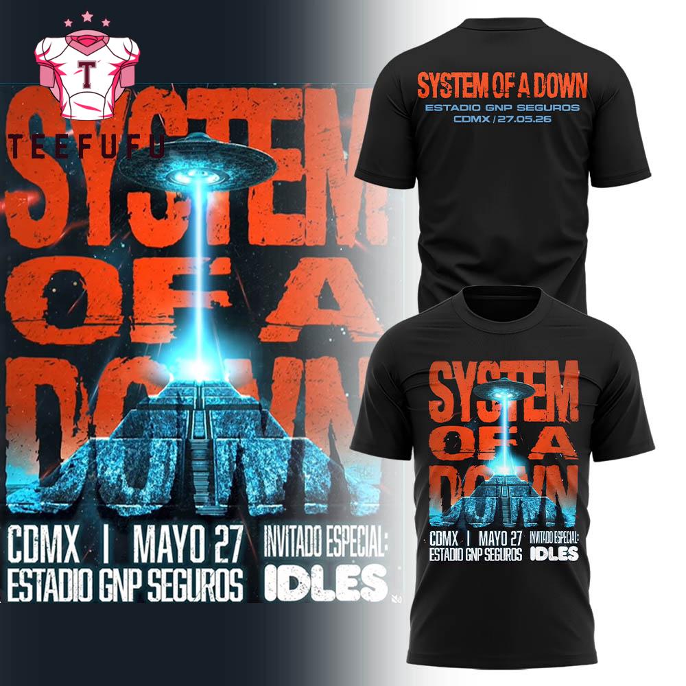 System Of A Down Estadio GNP Seguros CDMX 2026 Black TShirt