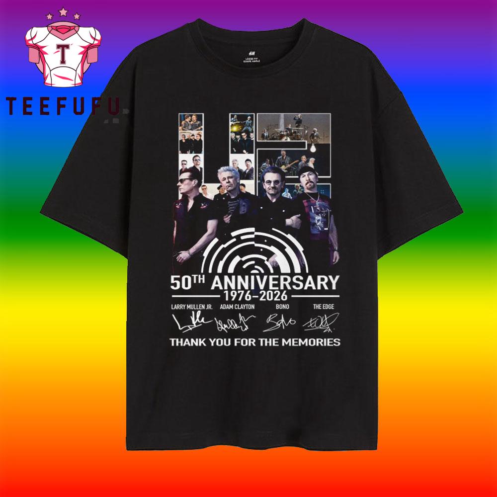 U2 Band 50th Anniversary 1976-2026 Thank You For The Memories T Shirt