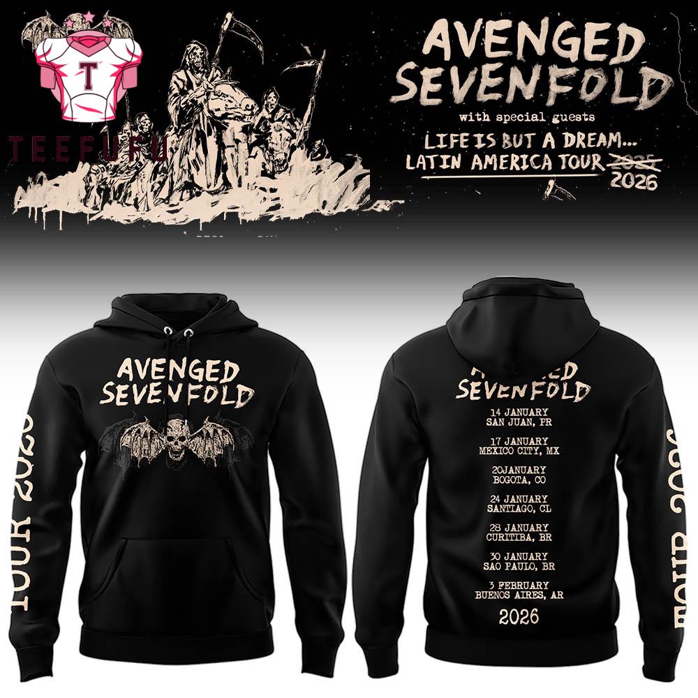 Avenged Sevenfold Life is But A Dream Latin America Tour 2026 Black Hoodie