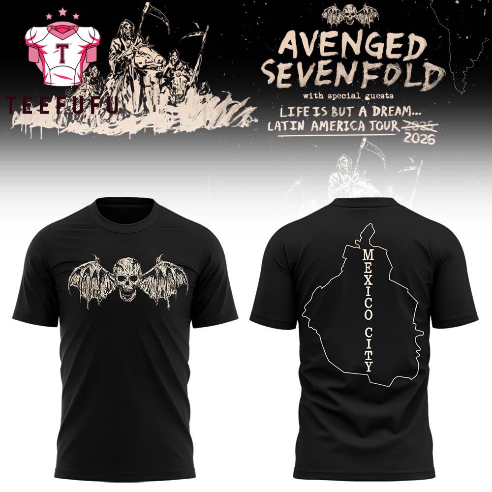 Avenged Sevenfold Life Is But a Dream Latin America Tour 2026 in Mexico City Black Shirt