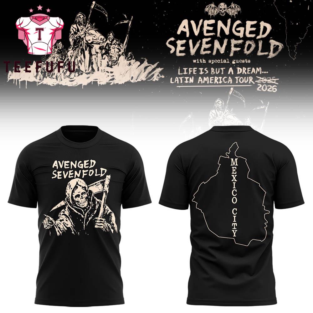 Avenged Sevenfold Life Is But a Dream Latin America Tour 2026 in Mexico City T Shirt