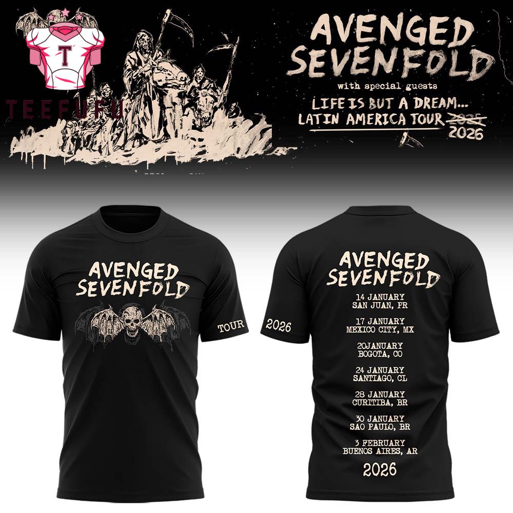 Avenged Sevenfold Life is But A Dream Latin America Tour 2026 Limited T Shirt