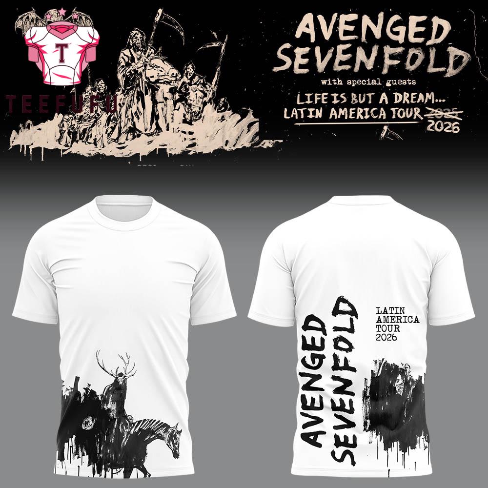 Avenged Sevenfold Life is But A Dream Latin America Tour 2026 White T Shirt