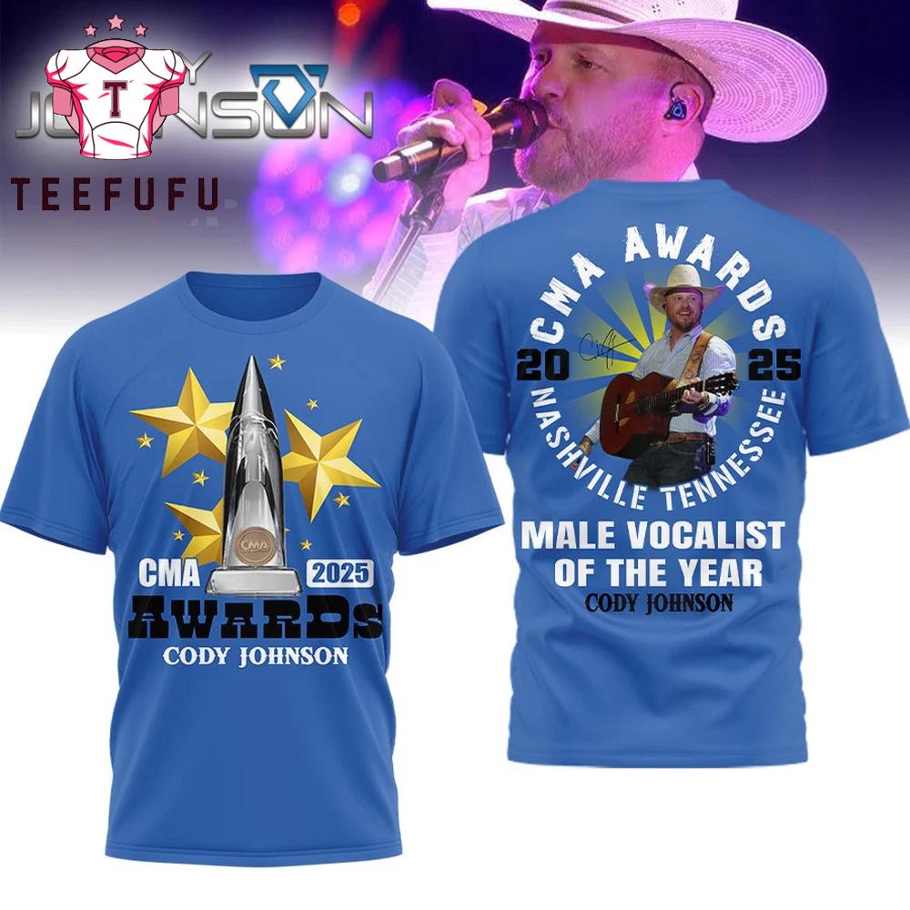 Cody Johnson 2025 CMA Awards Graphic Signature Blue 3D Shirt