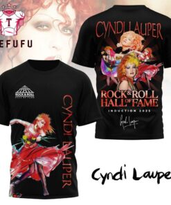 Cyndi Lauper Rock And Roll Hall of Fame Induction 2025 Signature Black T Shirt