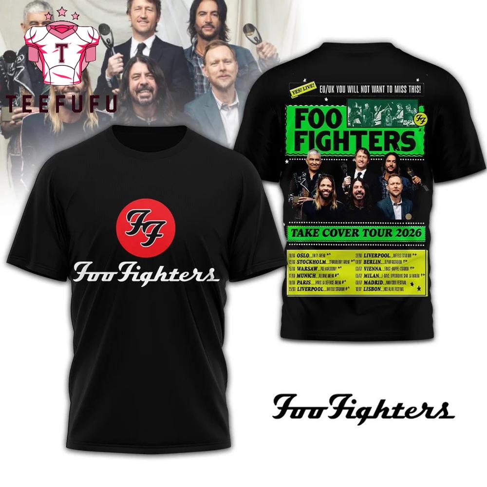 Foo Fighters Take Cover 2026 EU Tour 3D Shirt