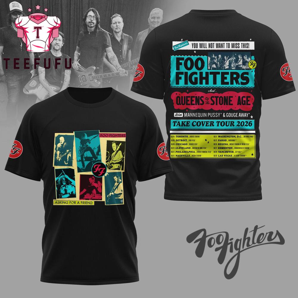 Foo Fighters Take Cover 2026 Tour Unisex Black 3D Shirt