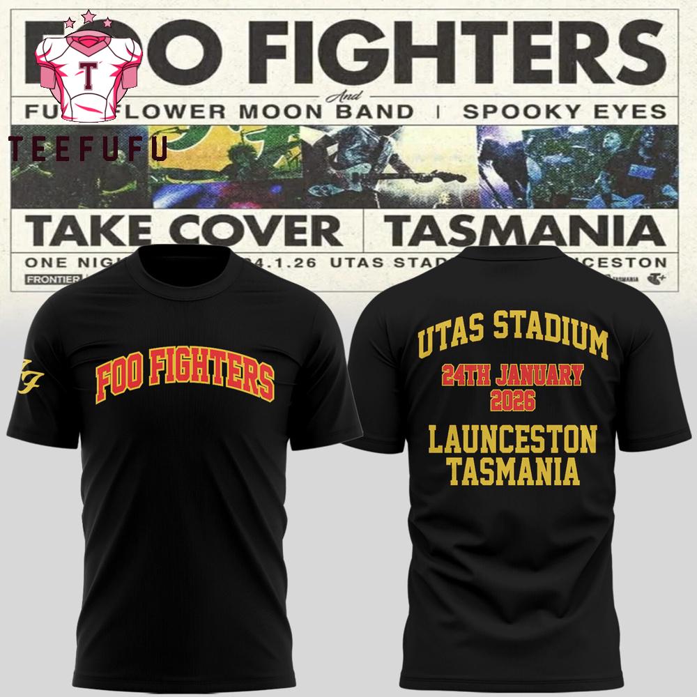 Foo Fighters Take Cover Tasmania 2026 Tour Limited Edition Black T Shirt