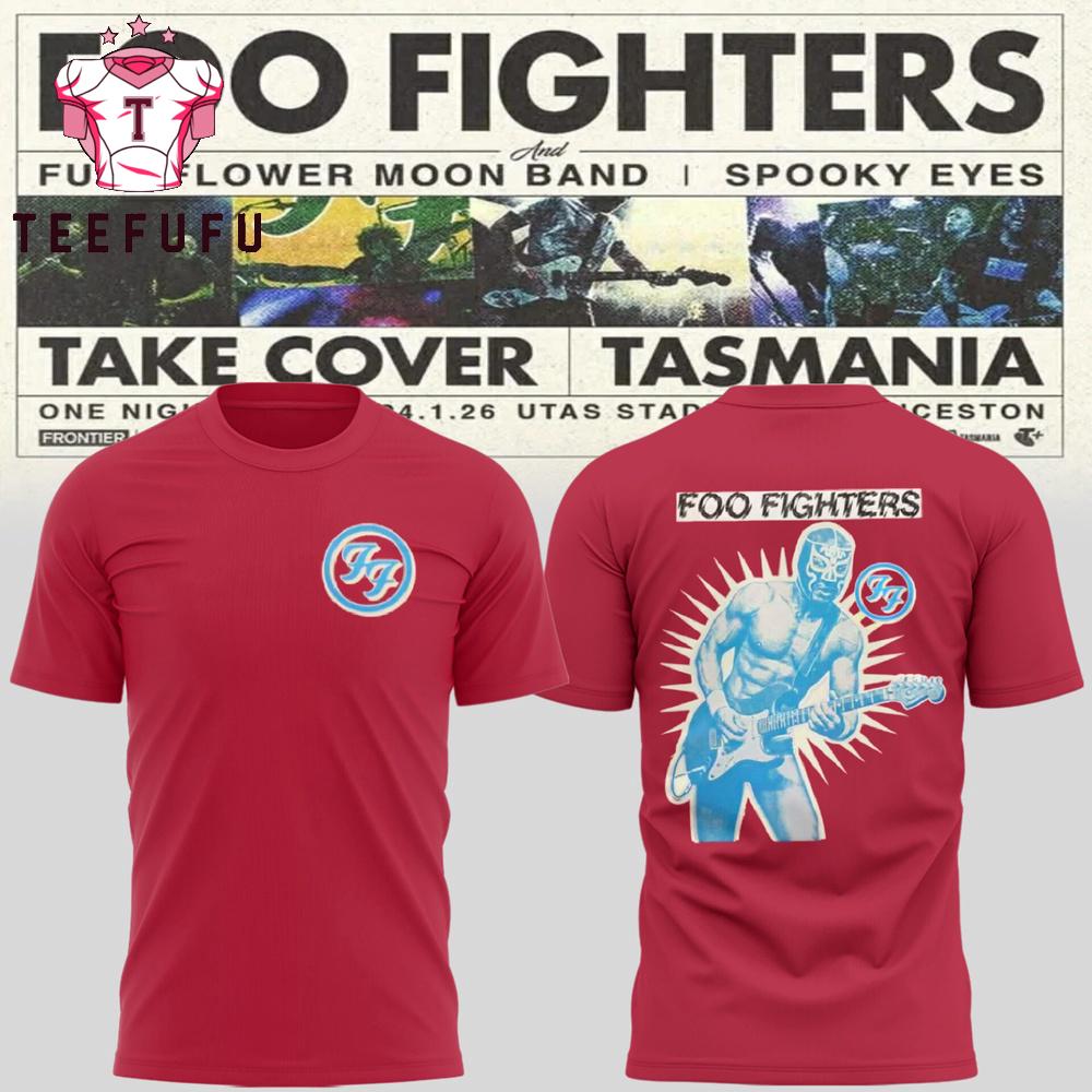 Foo Fighters Take Cover Tasmania 2026 Tour Limited Edition Red T Shirt