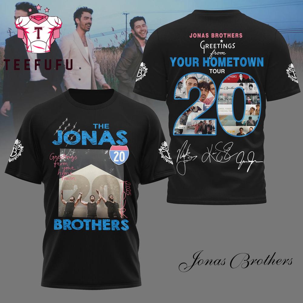 Jonas Brothers Greetings from Your Hometown 2025 Tour Black 3D Shirt