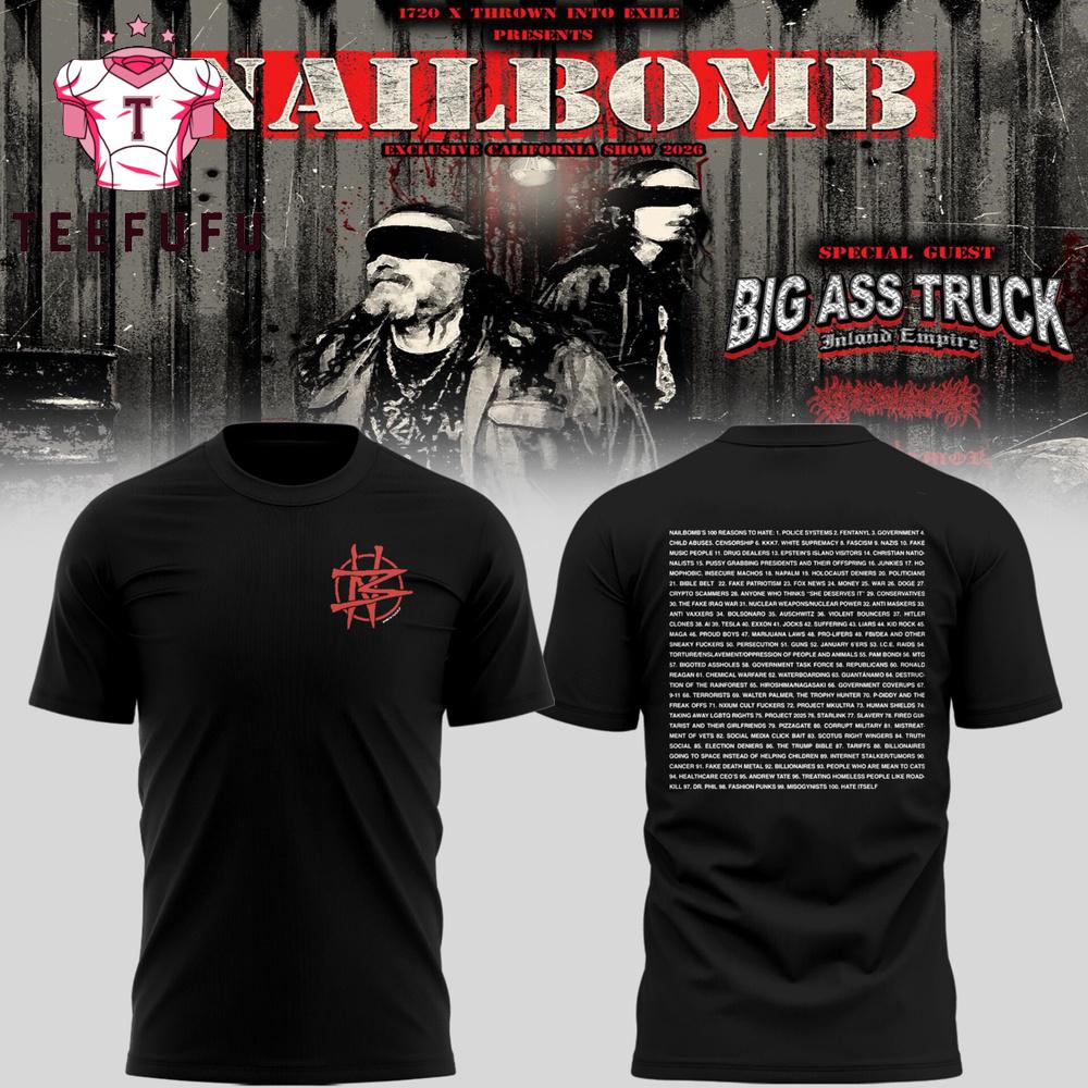 Nailbomb Band Exclusive California Show 2026 3D Shirt