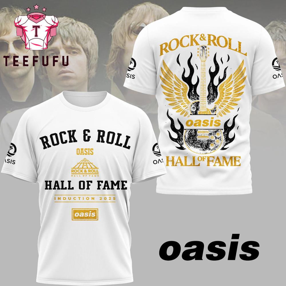 Oasis Rock & Roll Hall of Fame 2025 White 3D Shirt