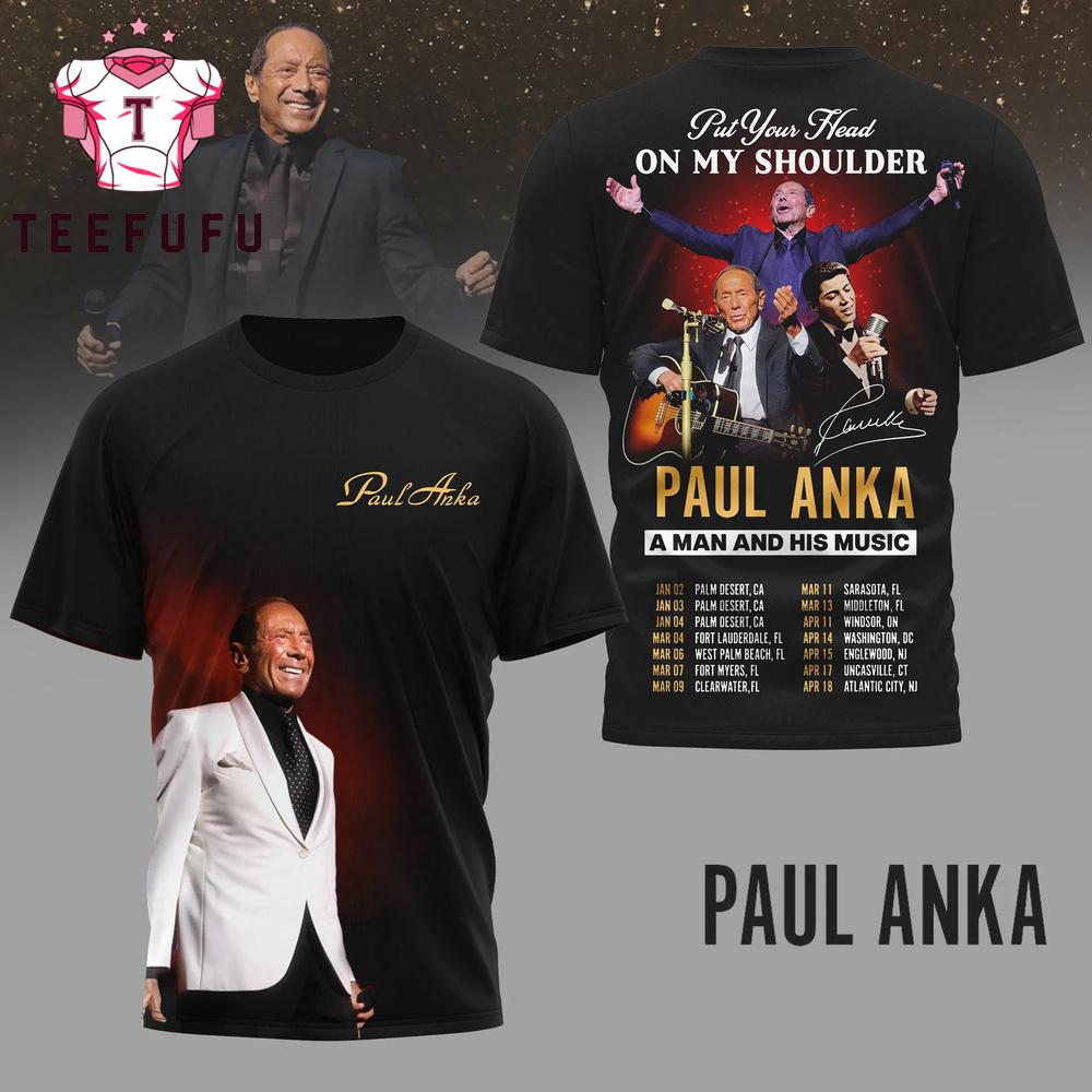 Paul Anka A Man And His Music 2026 Tour 3D Shirt