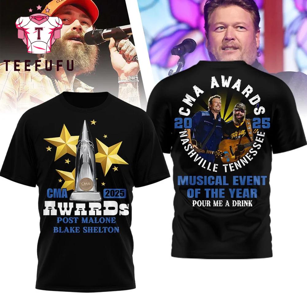 Post Malone 2025 CMA Awards Graphic Signature Black 3D Shirt