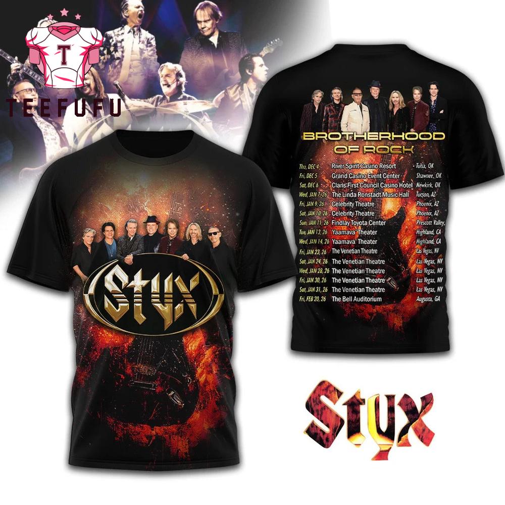 Styx Brother Hook of Rock 2026 Tour 3D Shirt