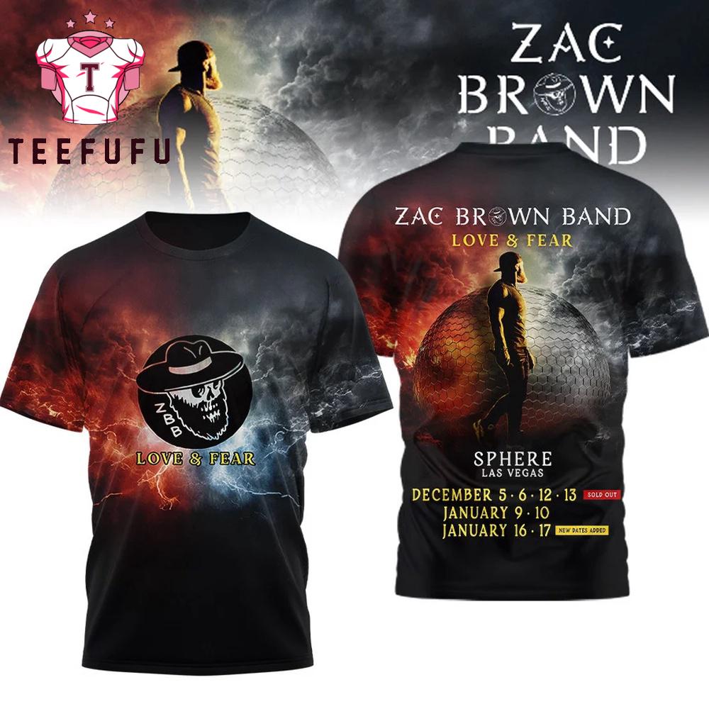 Zac Brown Band Love And Fear 2026 Tour 3D Shirt